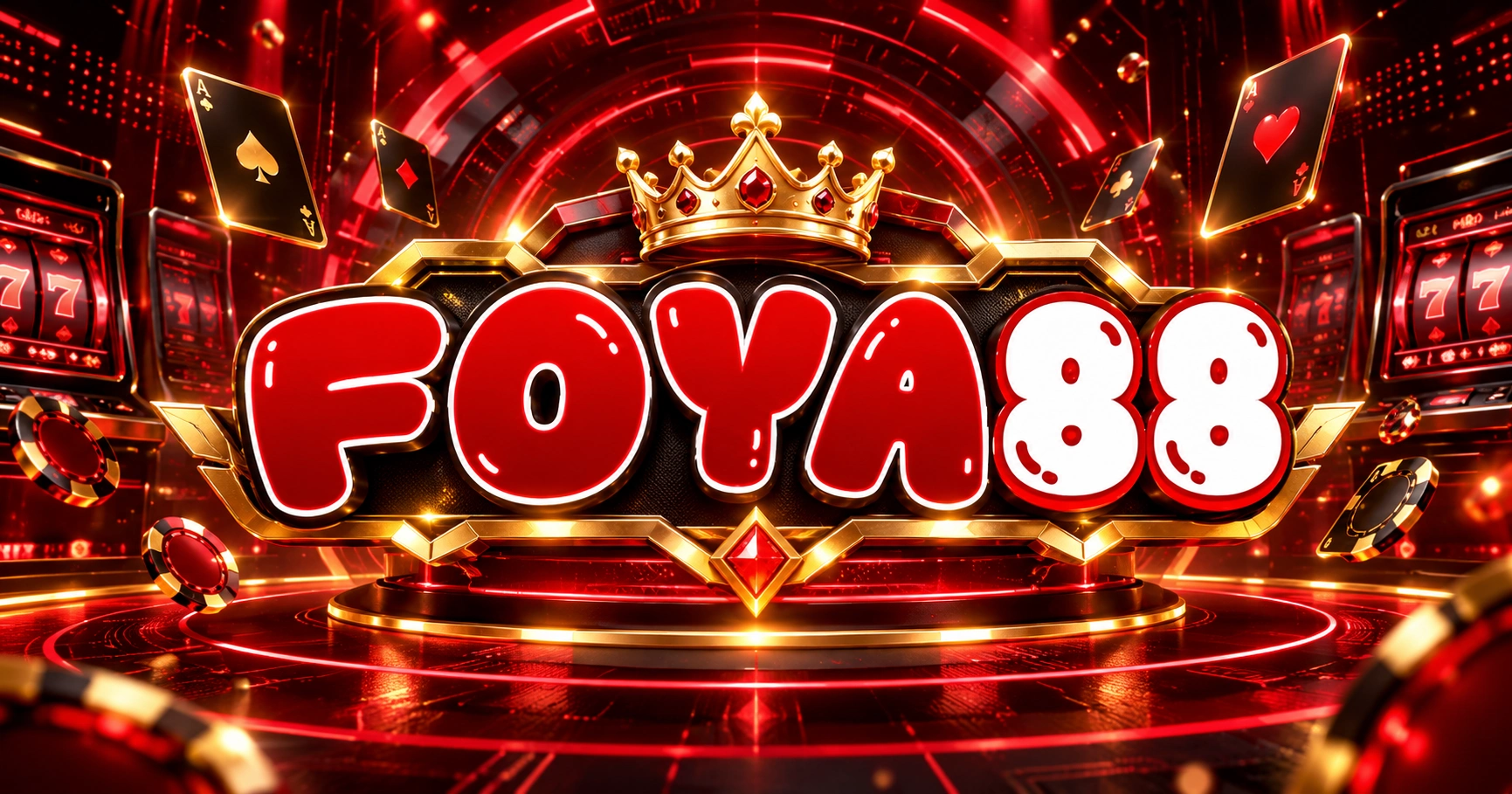 FOYA88 dengan identitas visual merah dan emas
